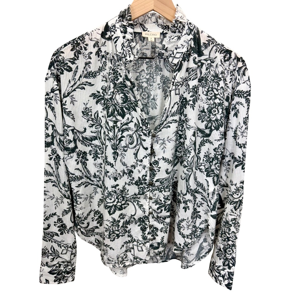 Pilcro Anthropologie Womens Size XS Floral Ruffle Collar Blouse French Country